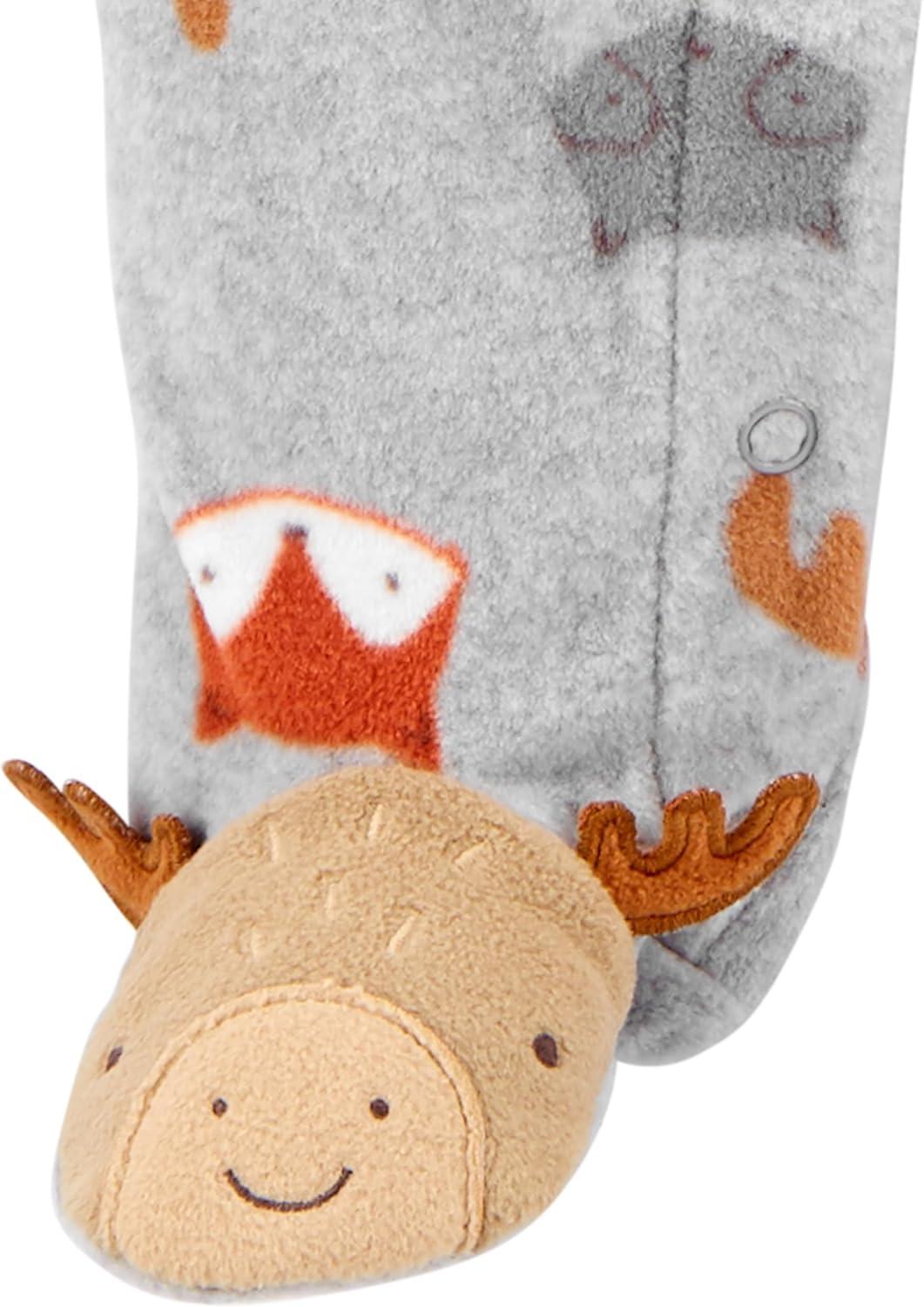 imageSimple Joys by Carters Baby Boys 2Pack Fleece Footed Sleep and PlayGrey Forest AnimalsOlive Tiger