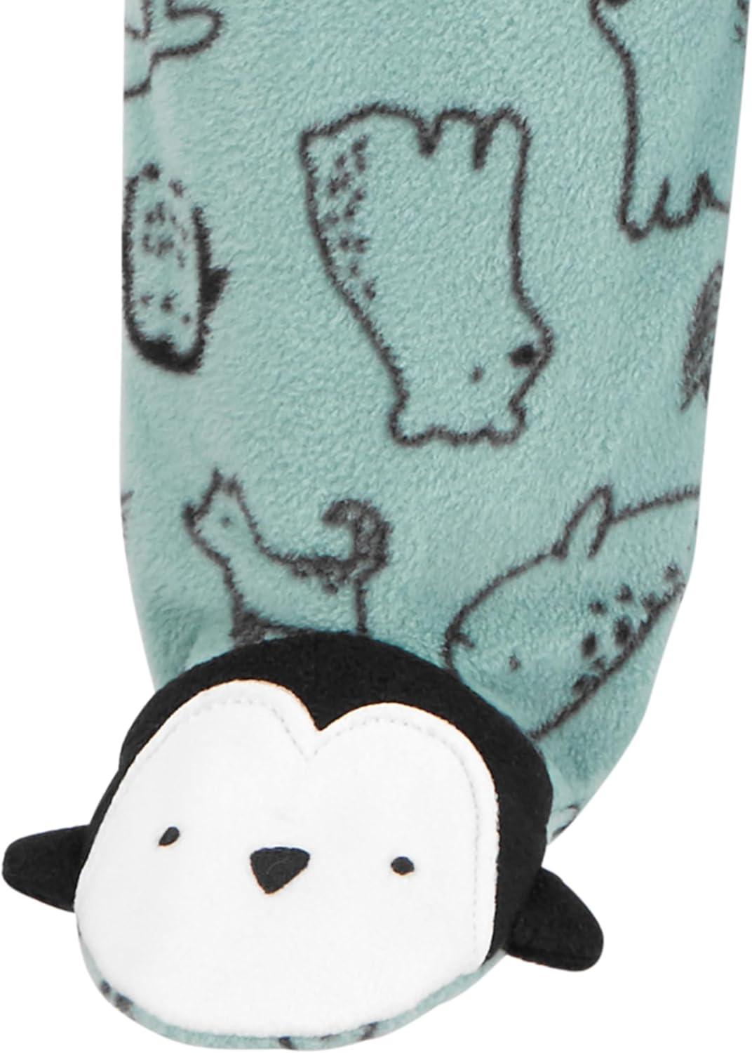 imageSimple Joys by Carters Baby Boys 2Pack Fleece Footed Sleep and PlayRust StripeSpruce Green Forest Animals