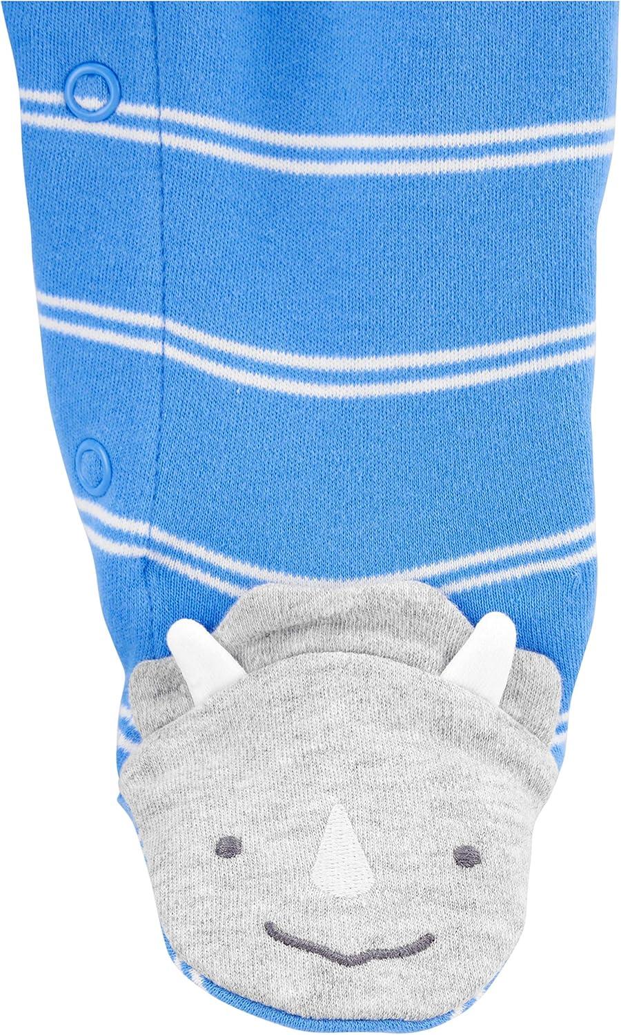 imageSimple Joys by Carters Baby Boys 2Way Zip Thermal Footed Sleep and Play Pack of 2Blue StripeWhite Sharks