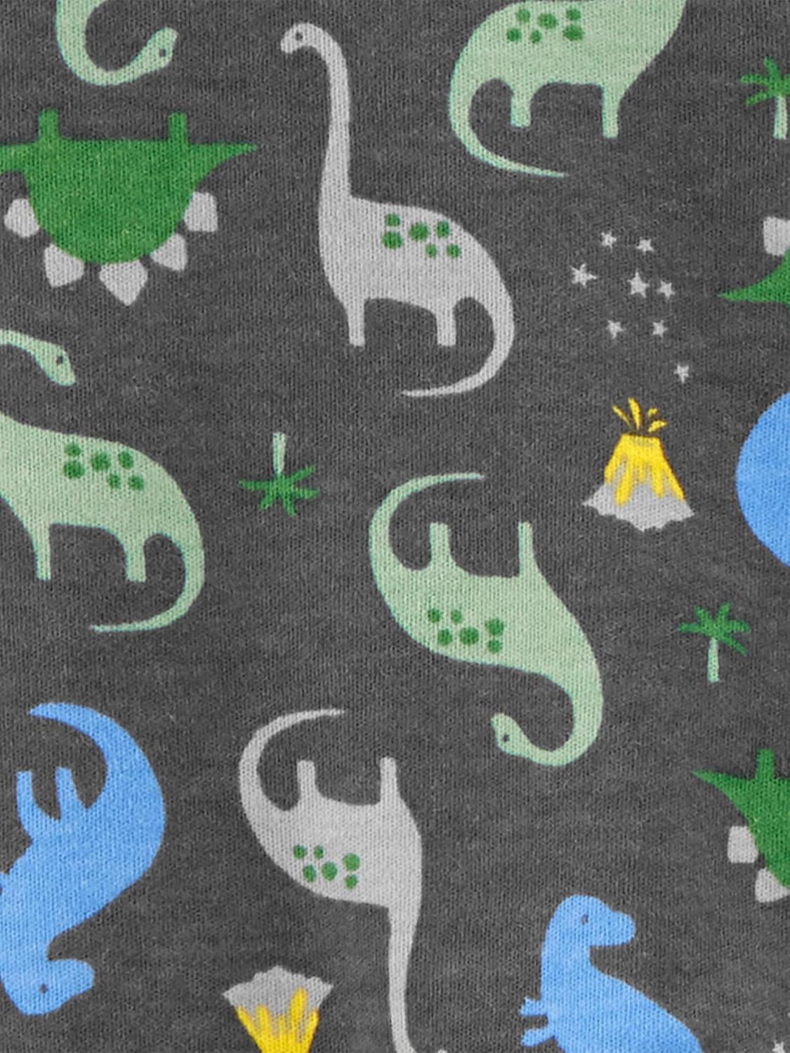 imageSimple Joys by Carters Baby Boys 2Way Zip Thermal Footed Sleep and Play Pack of 2Dark Grey DinosaurMint Green Stripe