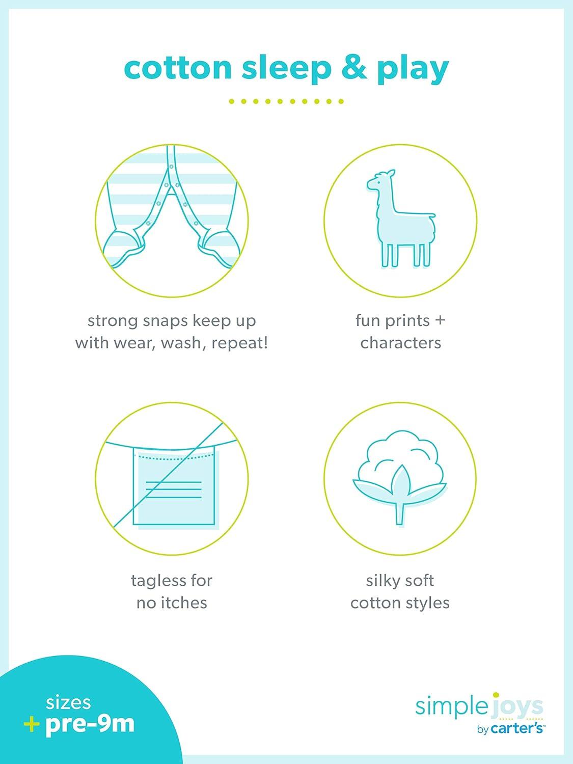 imageSimple Joys by Carters Baby Boys 2Way Zip Thermal Footed Sleep and Play Pack of 2Navy StripeTurquoise Blue Stripe
