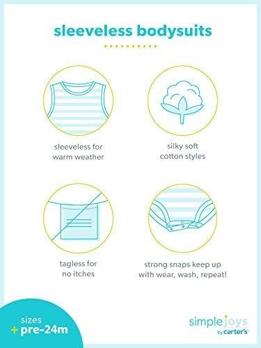 imageSimple Joys by Carters Baby Girls 6Pack Sleeveless BodysuitMulticolorFloralForest AnimalsFruit