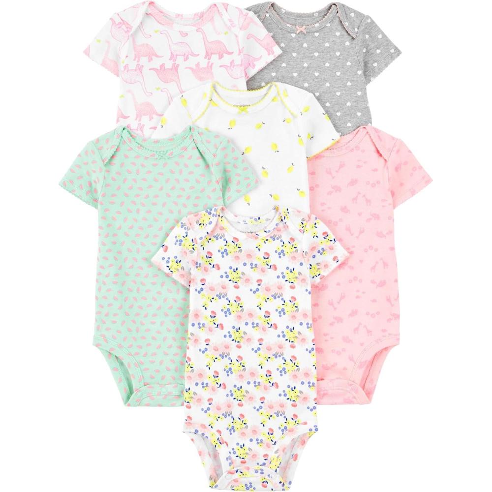 imageSimple Joys by Carters Baby Girls 6Pack Sleeveless BodysuitMulticolorDinosaurFloralForest AnimalsFruitHearts
