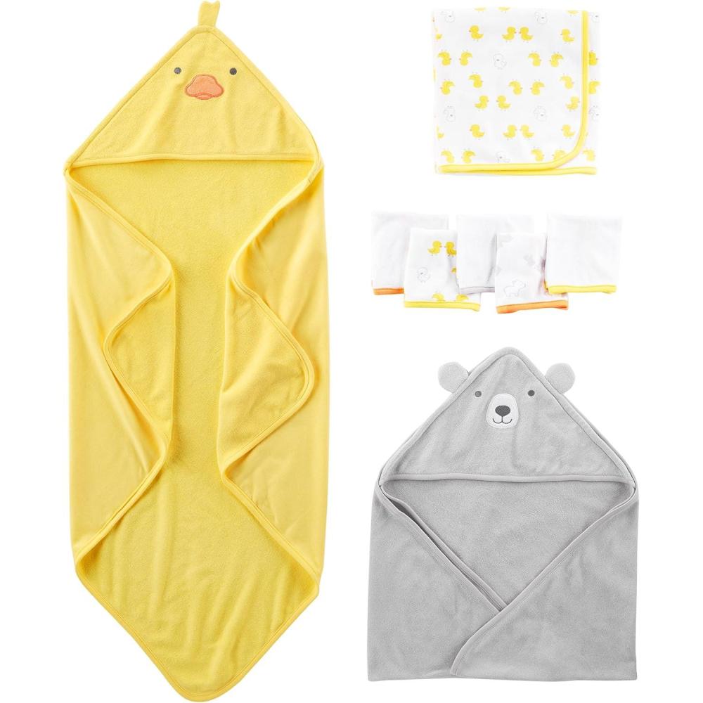 imageSimple Joys by Carters Unisex Babies 8Piece Towel and Washcloth Set MultipacksGrey BearYellow Ducks