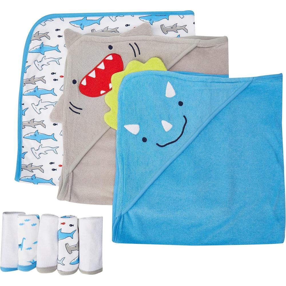 imageSimple Joys by Carters Unisex Babies 8Piece Towel and Washcloth Set MultipacksSharkDinasaur