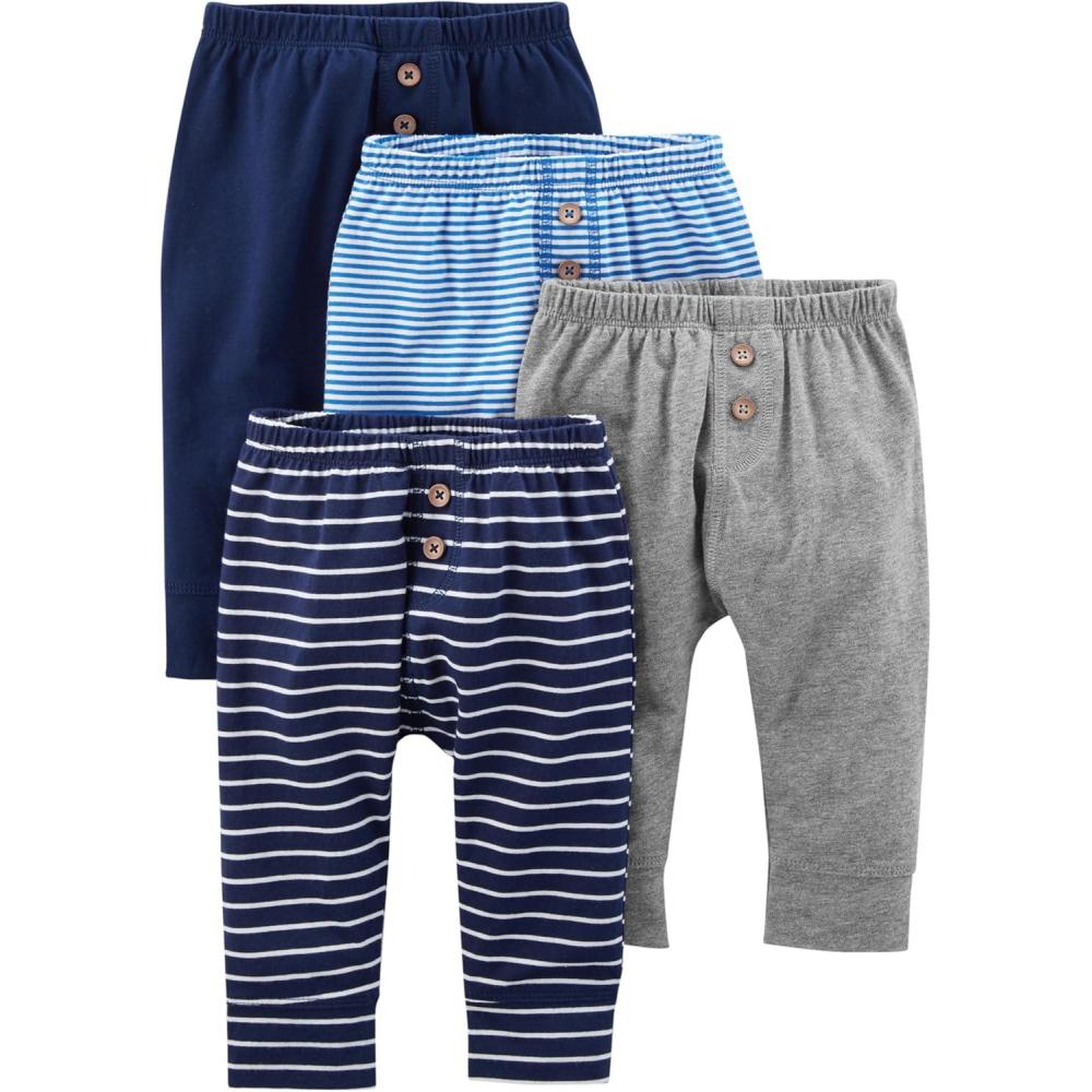 imageSimple Joys by Carters Unisex Babies Pant Pack of 4BlueGrey HeatherNavyStripe