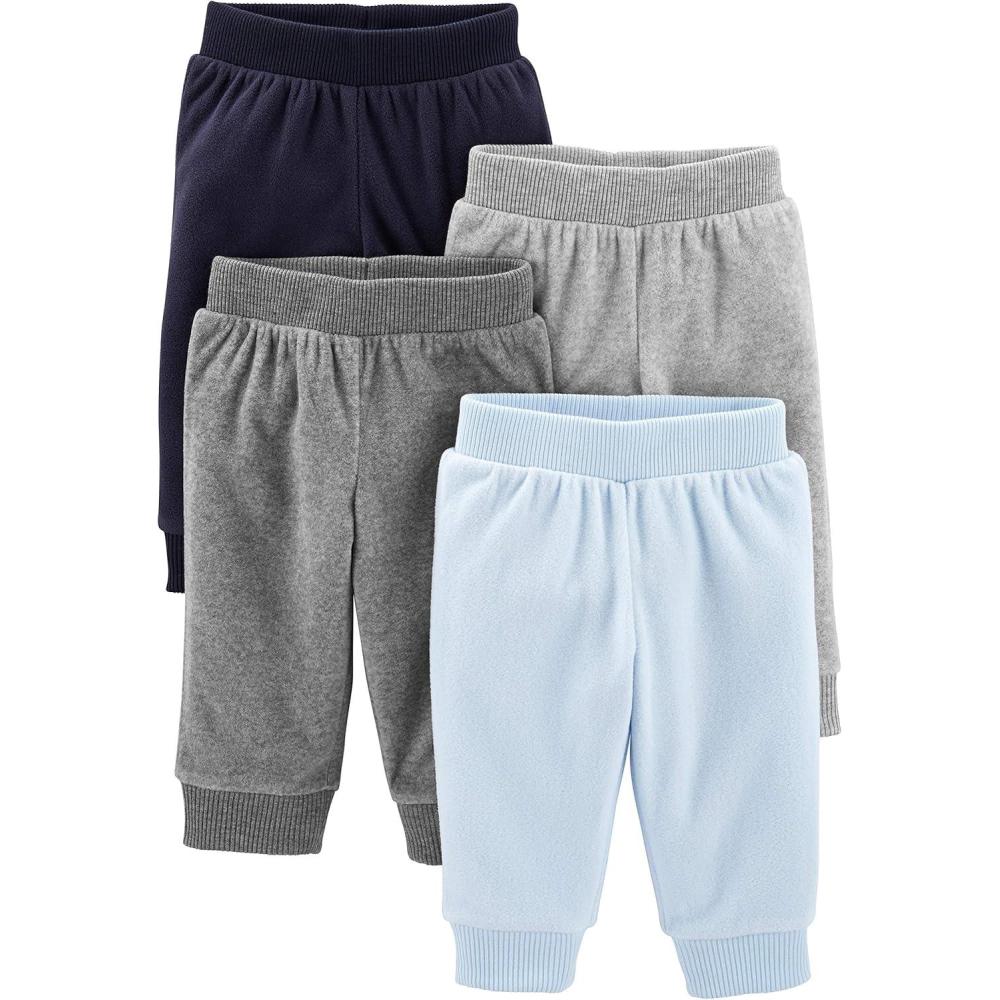 imageSimple Joys by Carters unisexbaby 4pack Fleece PantsDark GreyGrey HeatherLight BlueNavy