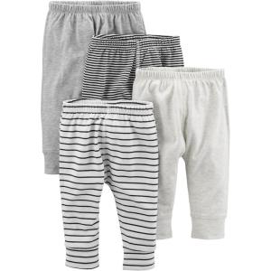 imageSimple Joys by Carters Unisex Babies Pant Pack of 4Black Mini StripeGreyLight GreyWhite Stripe