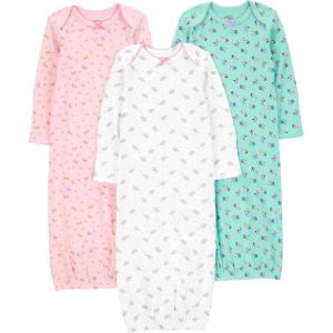 imageSimple Joys by Carters Baby Girls 3Pack Cotton Sleeper GownPinkMint GreenWhite