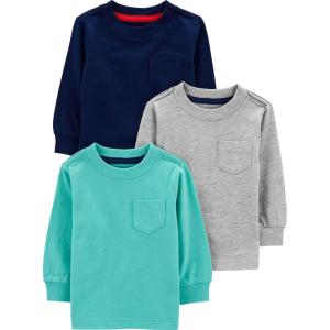imageSimple Joys by Carters boys 3pack Long Sleeve ShirtsBlueGreyNavy