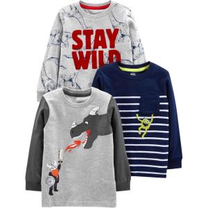 imageSimple Joys by Carters boys 3pack Long Sleeve ShirtsDinosaurDragonMonster