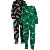 imageSimple Joys by Carters Kids Loosefit Flame Resistant Fleece Footed PajamasBlack Forest AnimalsDark Green Dinosaur