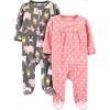 imageSimple Joys by Carters Baby Girls Fleece Footed Sleep and Play Pack of 2Charcoal Forest AnimalsLight Pink Dots