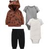 Black/Brown Reindeer/Grey Heather/White Stripe
