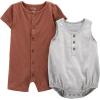 imageSimple Joys by Carters babyboys Button Rompers Pack of 2BrownGrey Stripe