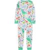 imageSimple Joys by Carters Kids 3Pack Snug Fit Footless Cotton PajamasBlue FiretruckGrey StripeWhite Dinosaur