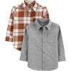 imageSimple Joys by Carters boys Longsleeve Woven Shirt Pack of 2GreyMaroon Plaid