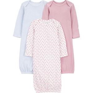 imageSimple Joys by Carters Baby Girls 3Pack Cotton Sleeper GownMauve Floral Blue
