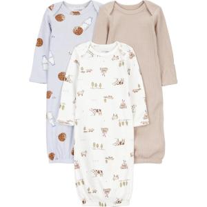 imageSimple Joys by Carters Unisex Baby 3Pack Neutral Cotton Sleeper GownMilk and Cookie