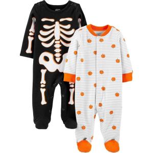 imageSimple Joys by Carters unisexbaby 2pack Halloween Cotton Footed Sleep and PlaySkeletonPumpkins