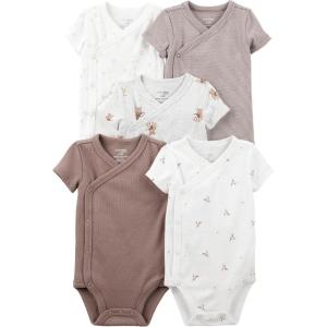 imageSimple Joys by Carters unisexbaby 5pack Side Snap Shortsleeve BodysuitBrown Panda