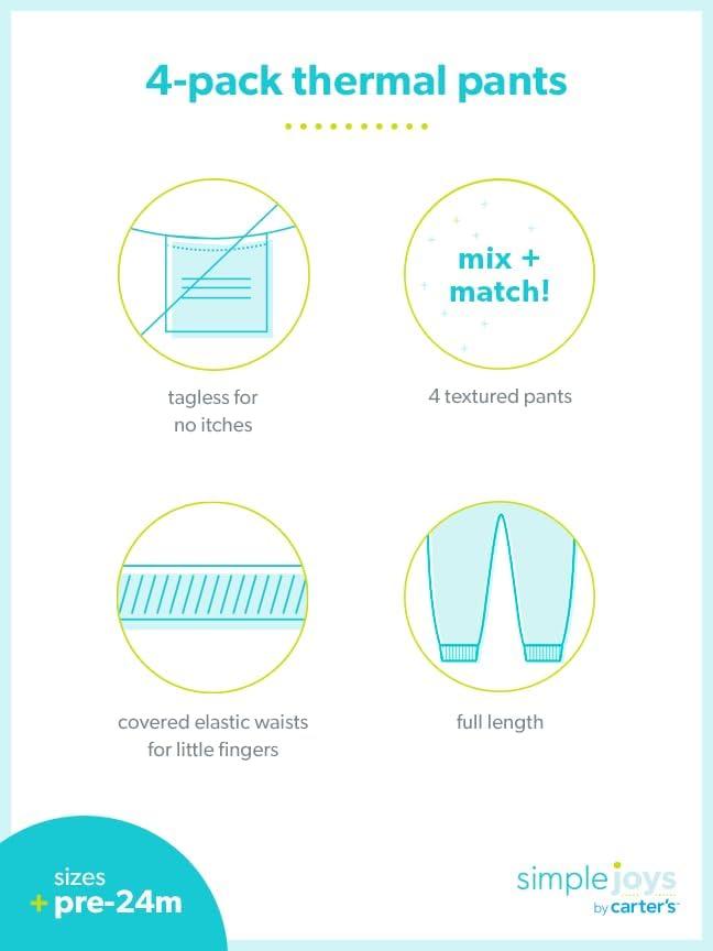 imageSimple Joys by Carters Baby Girls 4Pack PantBlueBrown Animal PrintDark GreyWhite