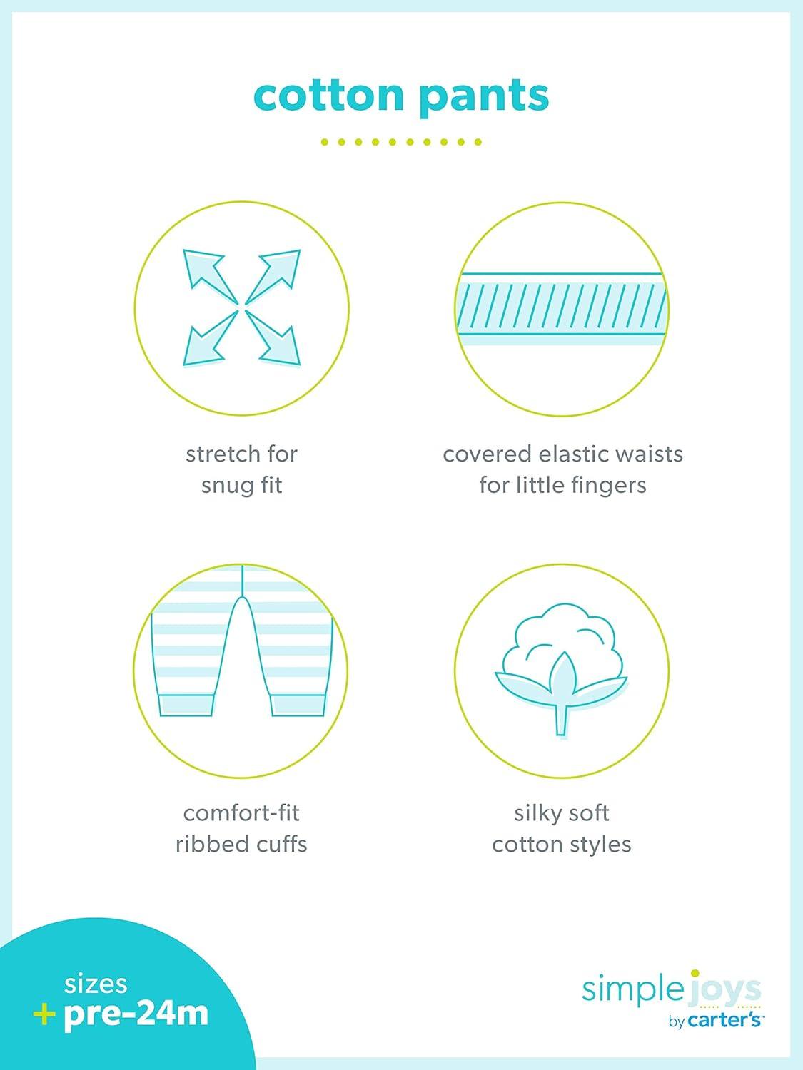 imageSimple Joys by Carters Baby Girls 4Pack PantIvoryLight Blue DotsNavy FloralPink