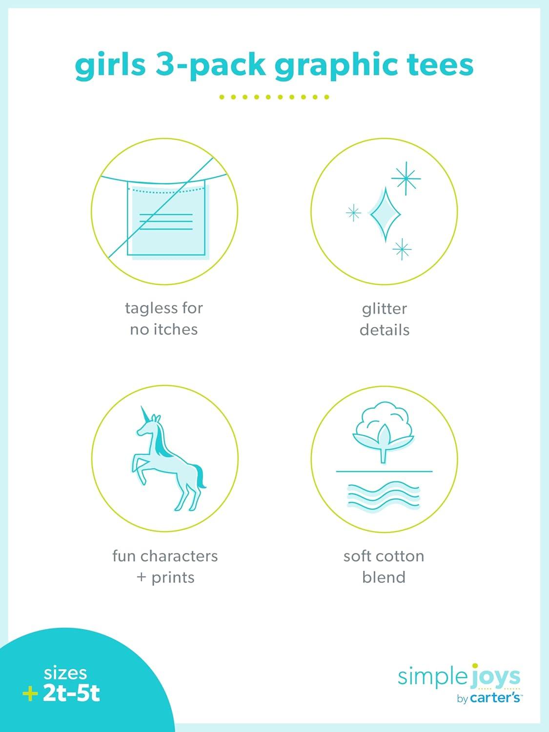 imageSimple Joys by Carters BabyGirls 3Pack Graphic LongSleeve TeesGeniusHorsesOwl Print