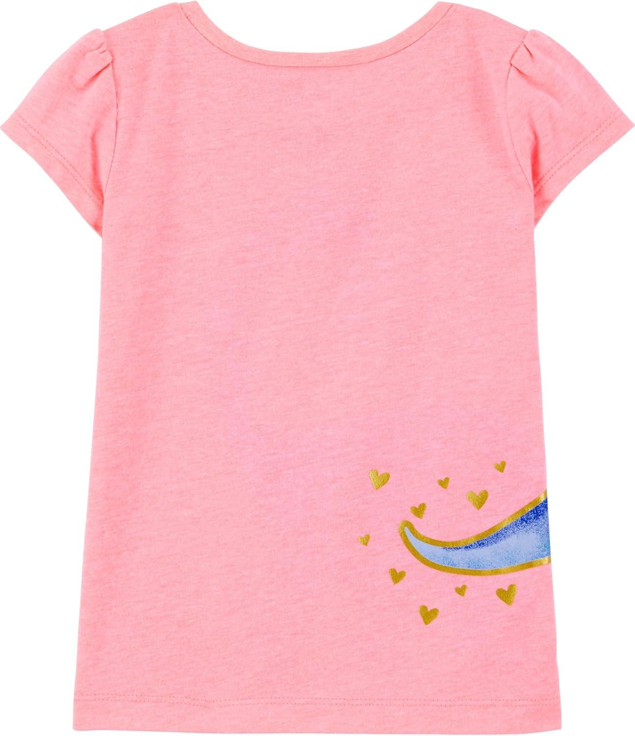 imageSimple Joys by Carters Girls ShortSleeve Shirts and Tops Pack of 3Grey HeartsPink DinosaurWhite Text Print