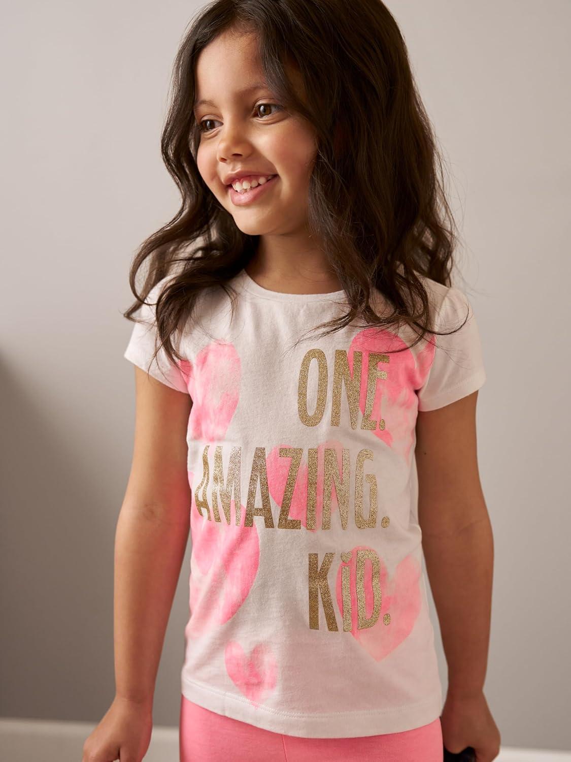 imageSimple Joys by Carters Girls ShortSleeve Shirts and Tops Pack of 3Grey HeartsPink DinosaurWhite Text Print