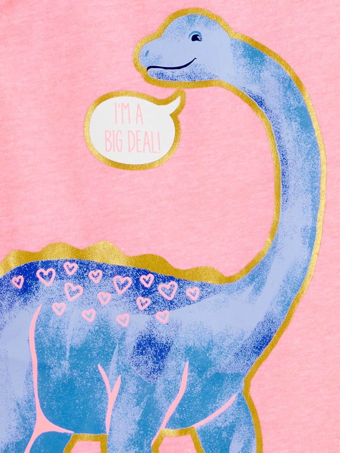 imageSimple Joys by Carters Girls ShortSleeve Shirts and Tops Pack of 3Grey HeartsPink DinosaurWhite Text Print