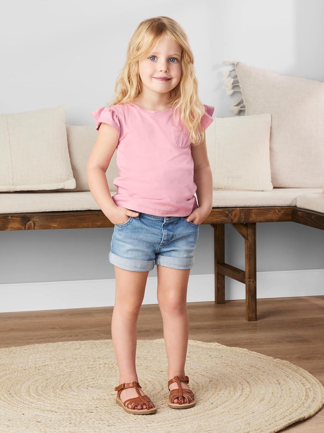 imageSimple Joys by Carters Girls ShortSleeve Shirts and Tops Pack of 3Grey Polka DotPinkYellow Flowers