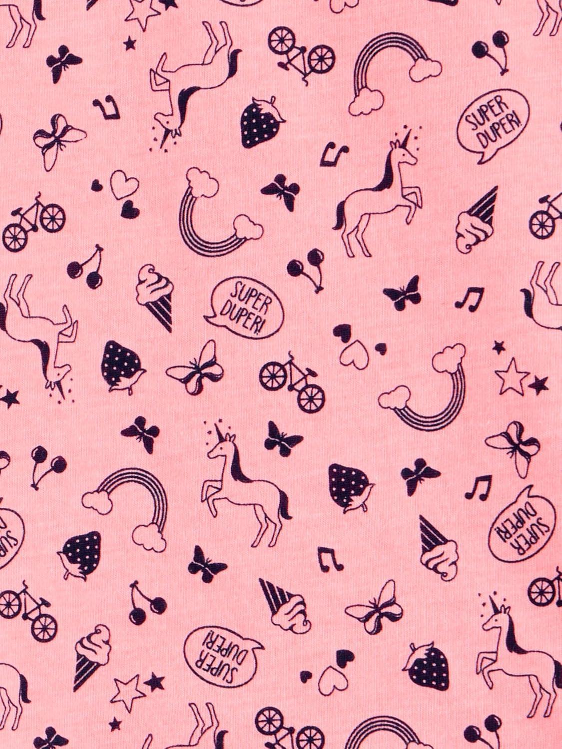 imageSimple Joys by Carters Girls ShortSleeve Shirts and Tops Pack of 3Grey RainbowLight Orange Mixed PrintNavy Unicorn