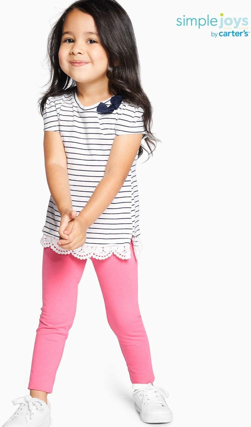 imageSimple Joys by Carters girls 3pack LeggingsNavyPinkDenim Infant