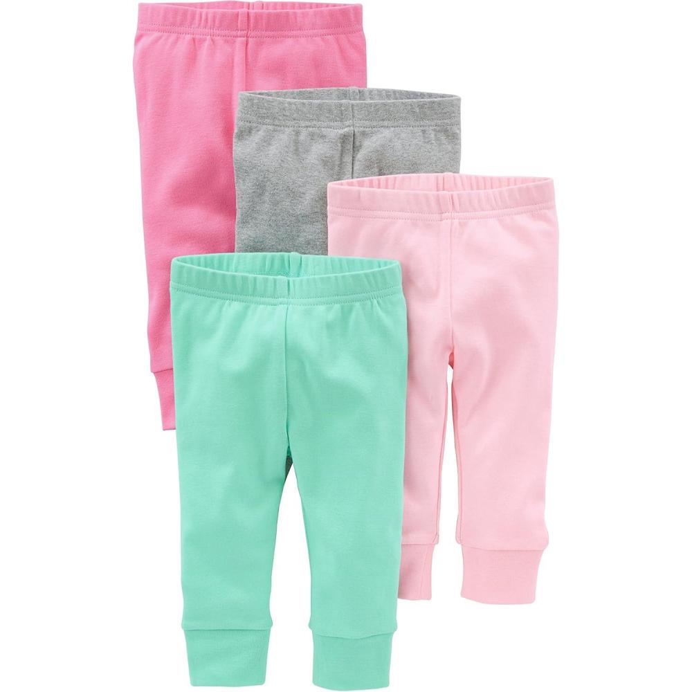 imageSimple Joys by Carters Baby Girls 4Pack PantMint GreenPinkGrey