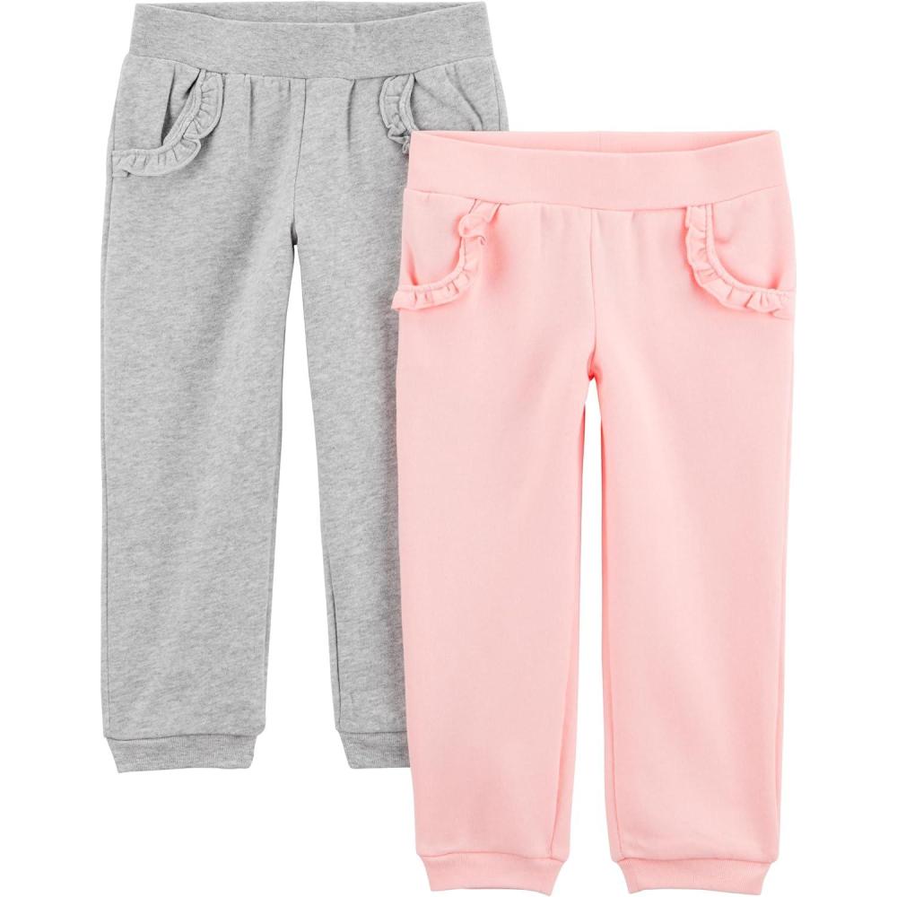 imageSimple Joys by Carters Girls 2Pack Fleece JoggersGreyPink