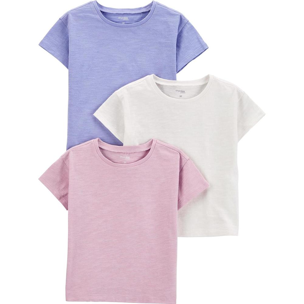imageSimple Joys by Carters Girls ShortSleeve Shirts and Tops Pack of 3LilacRoseWhite