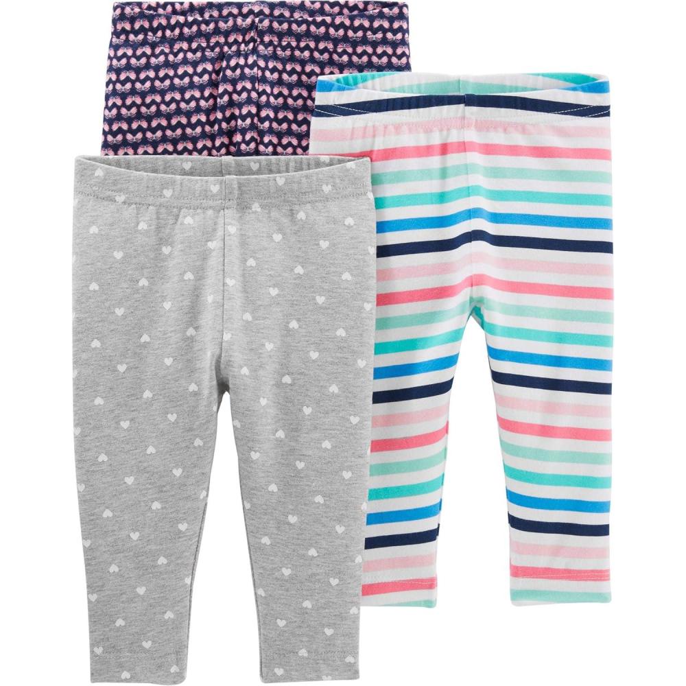 imageSimple Joys by Carters girls 3pack LeggingsButterfliesHeartsStripe Infant