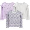 imageSimple Joys by Carters BabyGirls 3Pack Graphic LongSleeve TeesPurple Floral