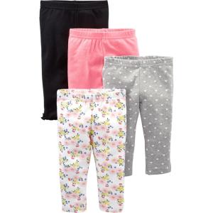 imageSimple Joys by Carters Baby Girls 4Pack PantBlackGrey HeartsPinkWhite Floral