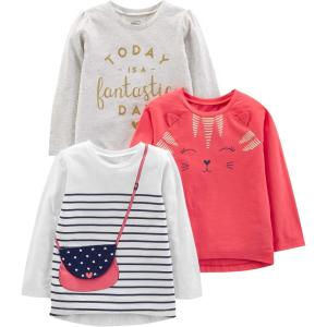imageSimple Joys by Carters BabyGirls 3Pack Graphic LongSleeve TeesGlitterKittyPurse