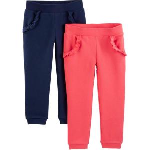 imageSimple Joys by Carters Girls 2Pack Fleece JoggersPinkNavy