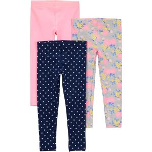 imageSimple Joys by Carters girls 3pack LeggingsGrey FloralNavy DotsPink