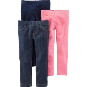 imageSimple Joys by Carters girls 3pack LeggingsNavyPinkDenim Infant