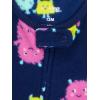 imageSimple Joys by Carters girls LooseFit Flame Resistant Fleece Footed PajamasBlue ElephantNavy MonsterPink Dots
