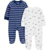 imageSimple Joys by Carters Baby Boys 2Pack 2Way Zip Cotton Footed Sleep and PlayTransportation Green