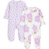 imageSimple Joys by Carters Baby Girls Cotton Footed Sleep and Play Pack of 2Purple Floral Butterly