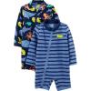 imageSimple Joys by Carters BabyBoys 2Pack 1Piece Zip RashguardsNavy Sea FriendsPurple Stripe