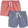 imageSimple Joys by Carters Girls Knit Shorts Pack of 2Coral PinkNavy Stripe