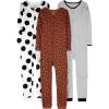 imageSimple Joys by Carters Kids 3Pack Snug Fit Footless Cotton PajamasBrown Animal PrintGrey Polka DotWhite Stripe